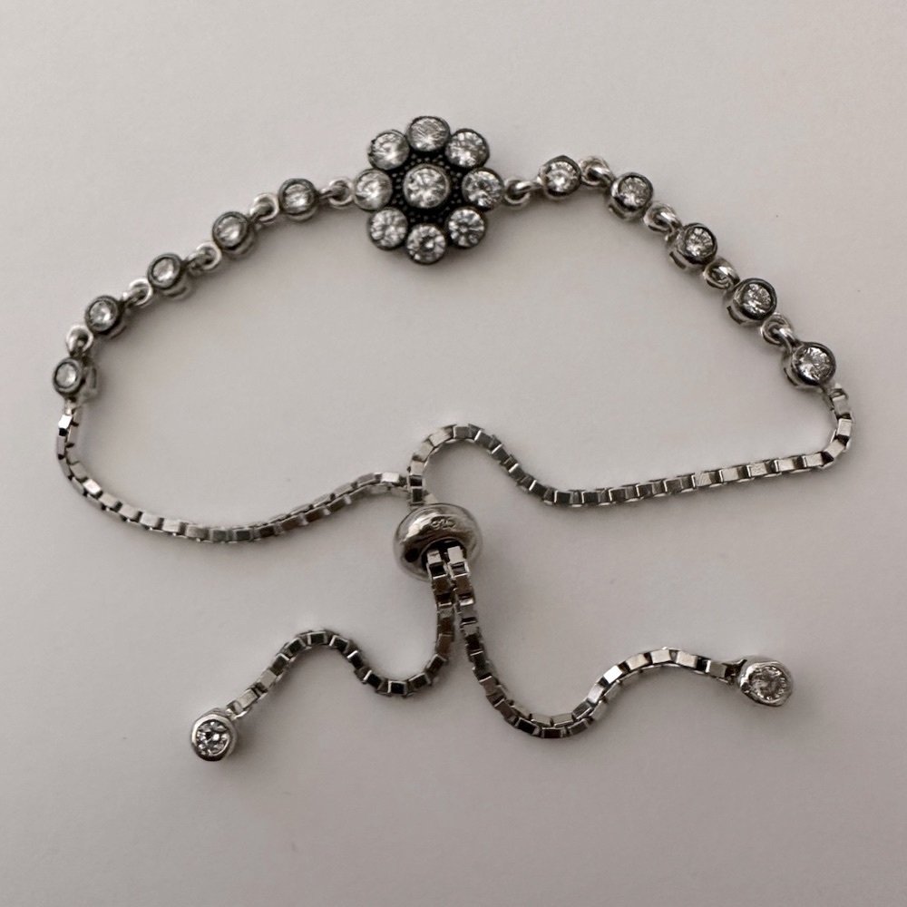 925 silver slider bracelet clear cubic zirconia cz stones tennis bolo lock